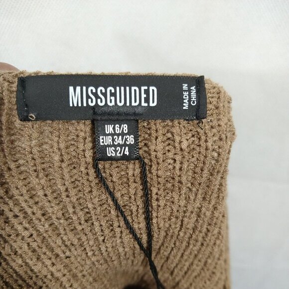 🟣Missguided Cropped Sweater Women Size 2 4 Brown Long Sleeve NEW - Picture 4 of 6
